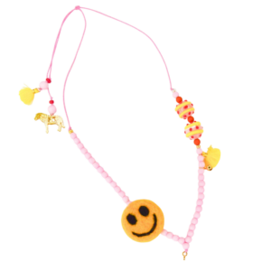 Kinderketting Smiley geel roze oranje meisje