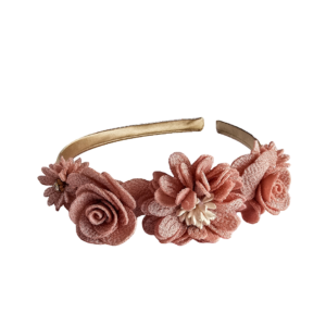 Diadeem perzik oranje roze bloemen strassteentjes meisje
