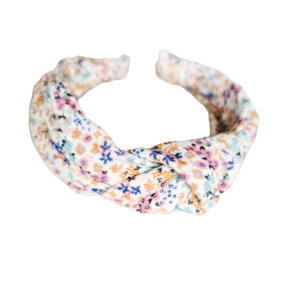 Diadeem Milly knoop mousseline bloem blauw roze donkergeel dames meisje